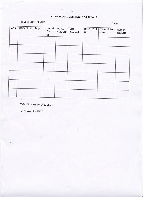 CONSOLIDATED QUESTION PAPER DETAILS