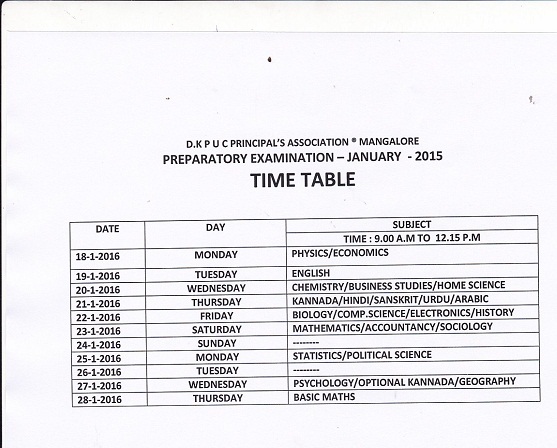 preparatory time table revised